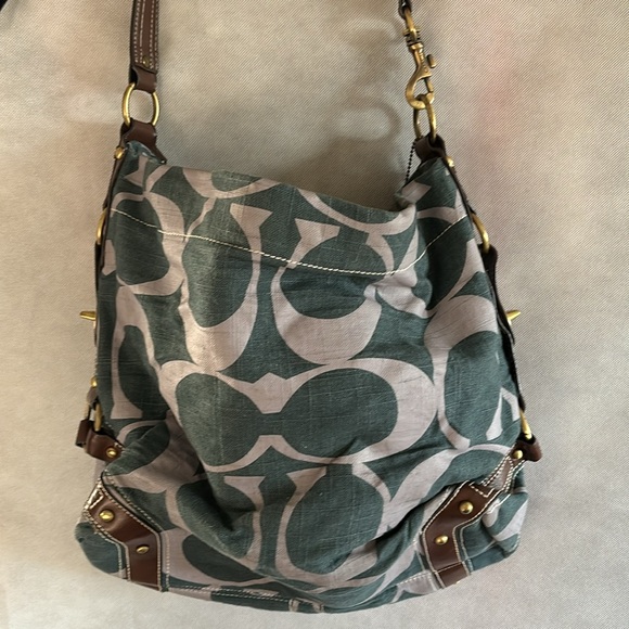 Denim green fabric handbag - Picture 5 of 9